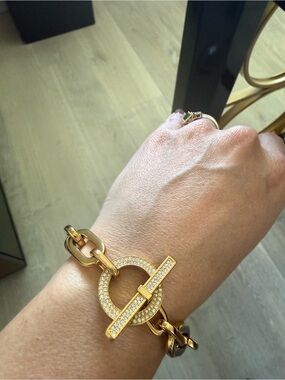 Michael Kors Gold Crystal Toggle Link Bracelet